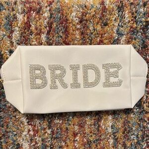White Bride makeup bag with Rhinestone Letters